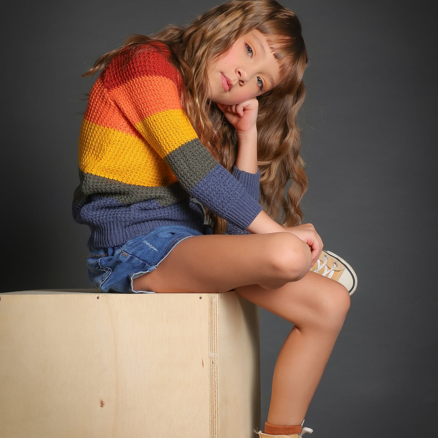 Suéter Infantil em Tricot Colorido – Rainbow Blocks