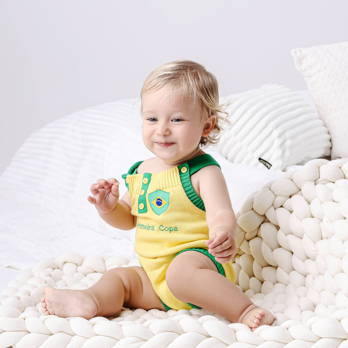 Romper Tricot Minha Primeira Copa - Unissex, Bebê e Infantil