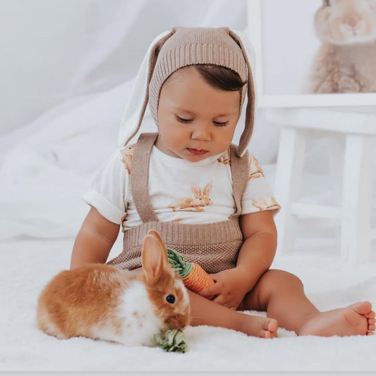 Touca Orelhinha de Coelho Tricô - Bege