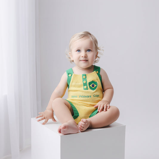 Romper Tricot Minha Primeira Copa - Unissex, Bebê e Infantil