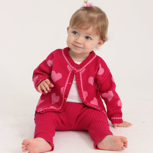 Casaco Tricot Coração Pink – Bebê e Infantil