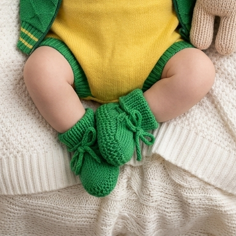 Sapatinho Tricô Maternidade - Verde Brasil