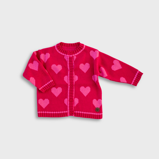 Casaco Tricot Coração Pink – Bebê e Infantil