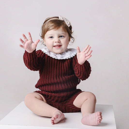 Suéter Infantil em Tricot Grosso – Vinho