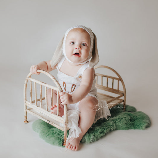 Touca Orelhinha de Coelho Tricô - Milk