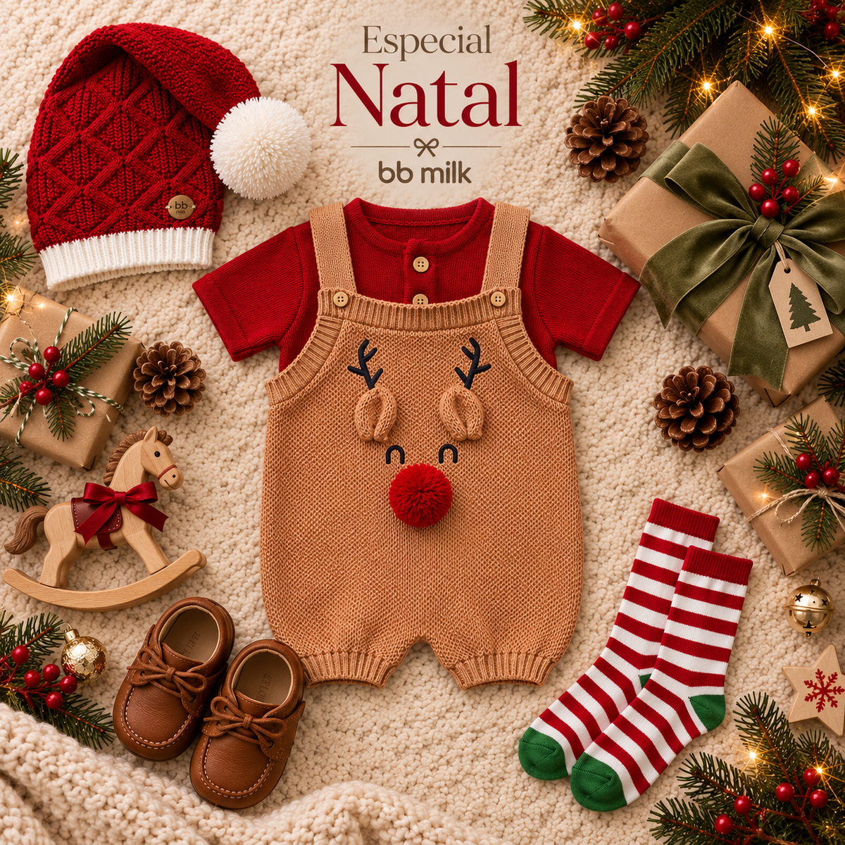Romper Tricot Rena- Unissex, Bebê e Infantil