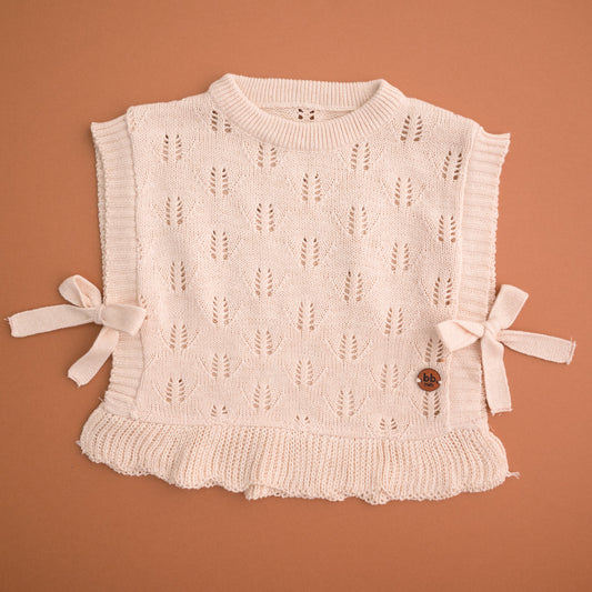 Colete rendado em Tricot - Areia