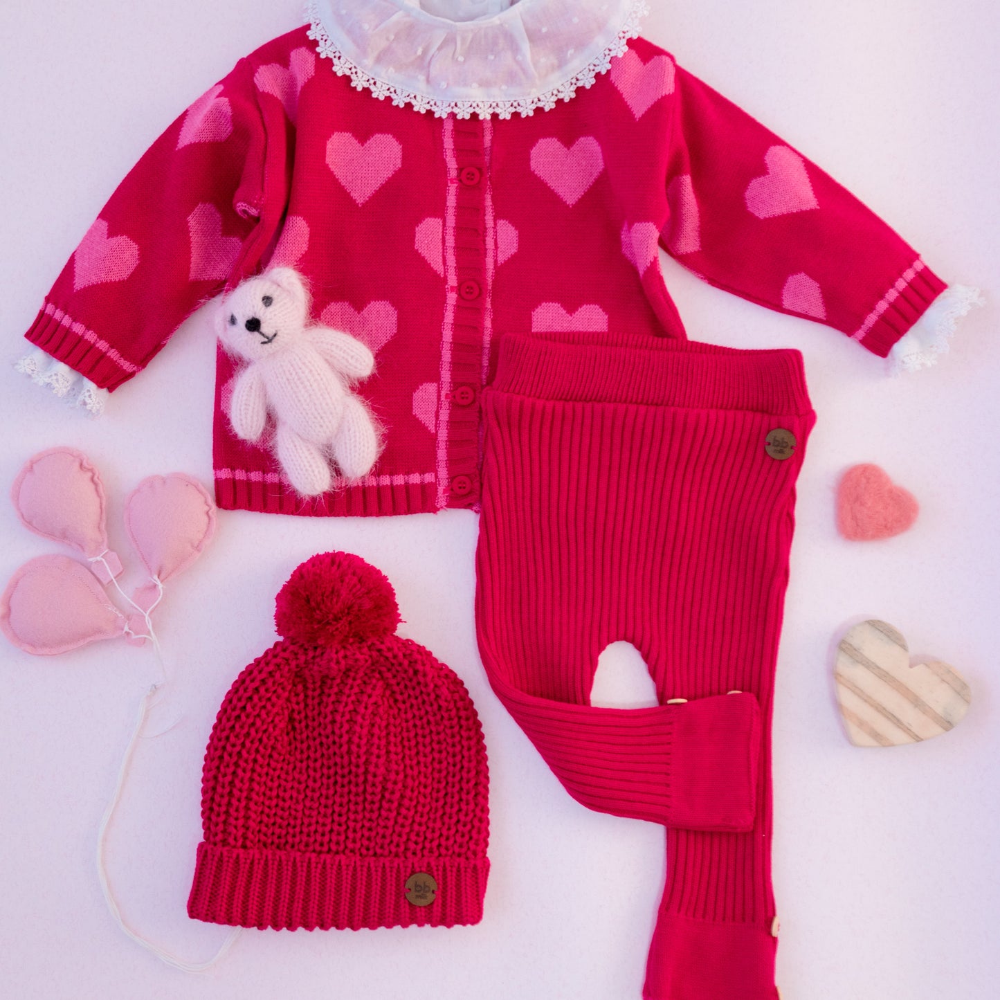 Casaco Tricot Coração Pink – Bebê e Infantil
