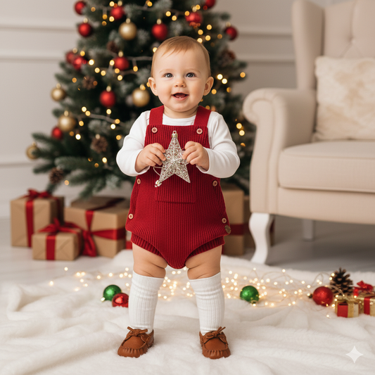 Romper em Tricot Canelado Vermelho - Bebê e Infantil