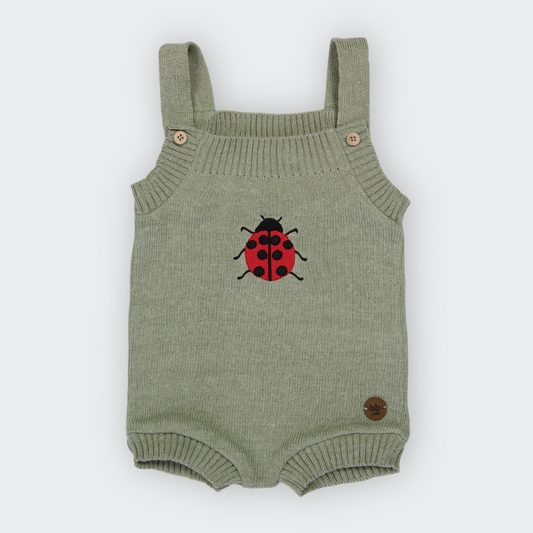 Romper em Tricot Bordado Joaninha - Unissex, Bebê e Infantil