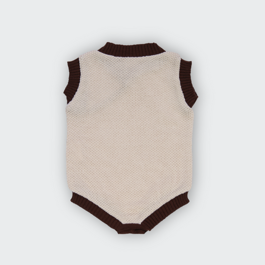 Romper em Tricot Areia e Marrom - Bebê e Infantil