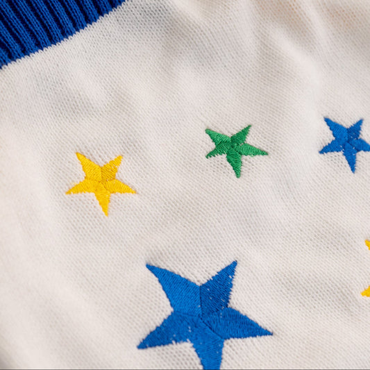 Romper Tricot Bordado Estrelas - Unissex, Bebê e Infantil