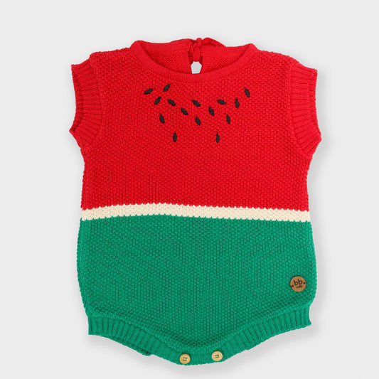 Romper Bebe e Infantil em Tricô Tema Melancia