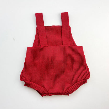 Romper em Tricot Canelado Vermelho -  Bebê e Infantil