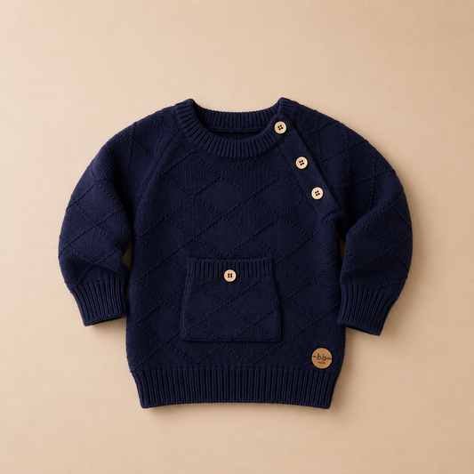Suéter em Tricot Azul Marinho - Unissex