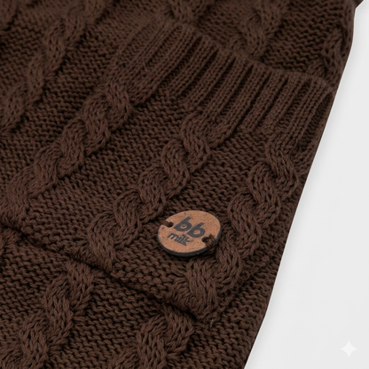 Jardineira Tricot Trança - Marrom