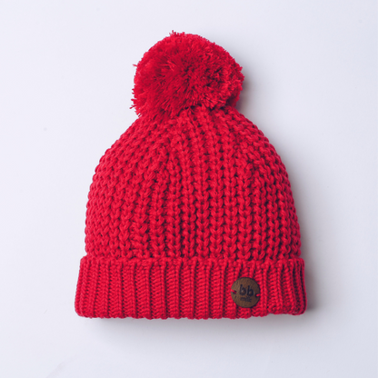Touca Tricot Pompom Vermelha