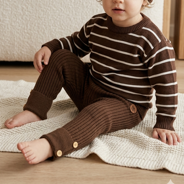 Calça Canelada Tricot - Marrom