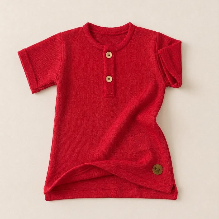 Camisa em Fio Vermelha -  Bebê e Infantil