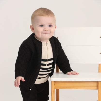 Casaco Tricot Preto com Zíper –  Unissex, Bebê e Infantil