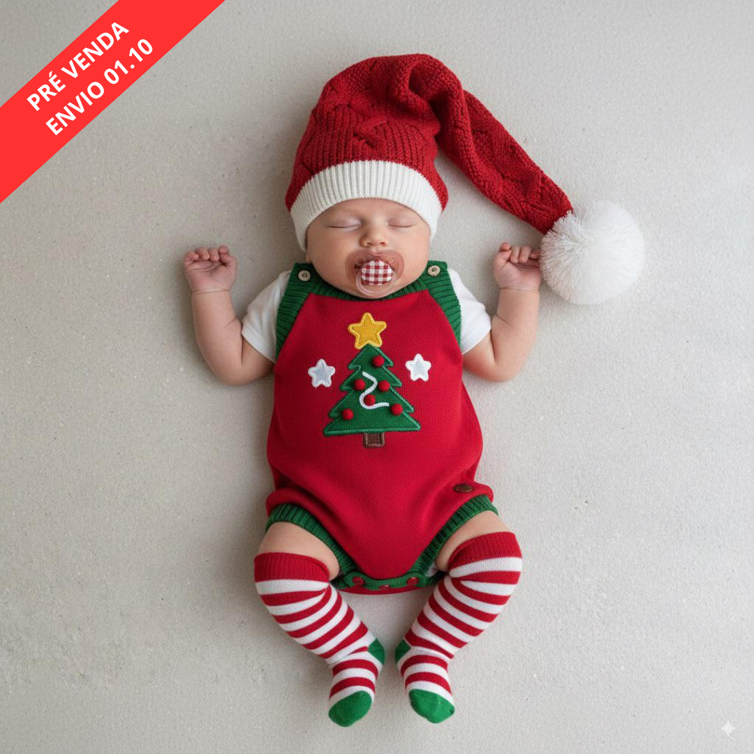 Romper Tricot Árvore de Natal - Unissex, Bebê e Infantil