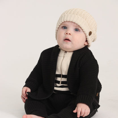 Casaco Tricot Preto com Zíper –  Unissex, Bebê e Infantil