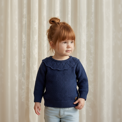 Suéter Tricot Azul Menina - Bebê e Infantil 💙