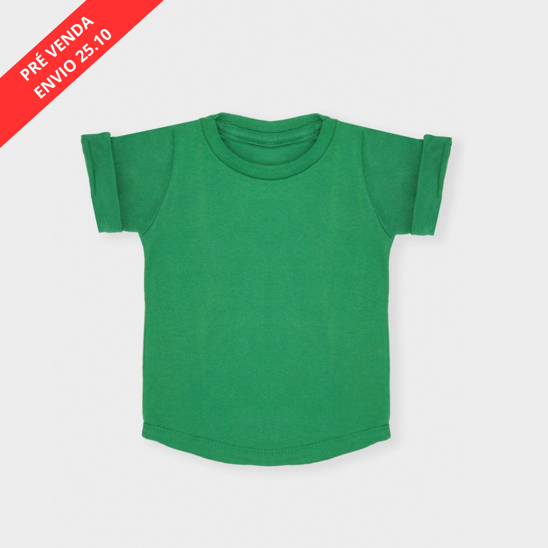 Camiseta em Malha Orgânica Verde - Bebê e Infantil