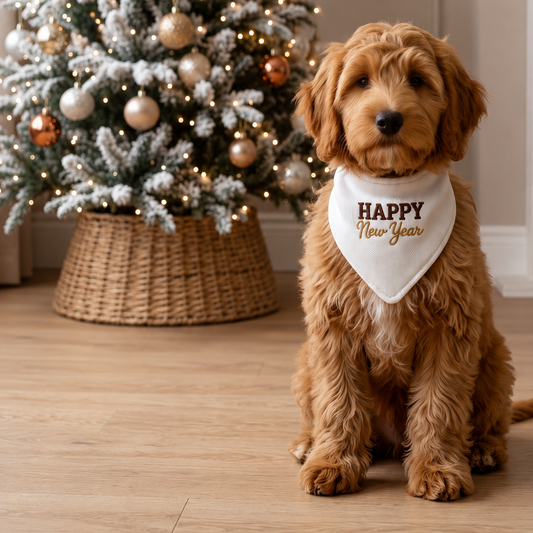 Bandana de Ano Novo para Cachorro em Tricô