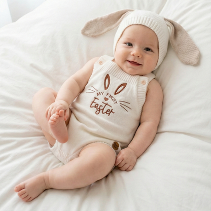 Romper Tricot Minha Primeira Páscoa - Unissex, Bebê e Infantil