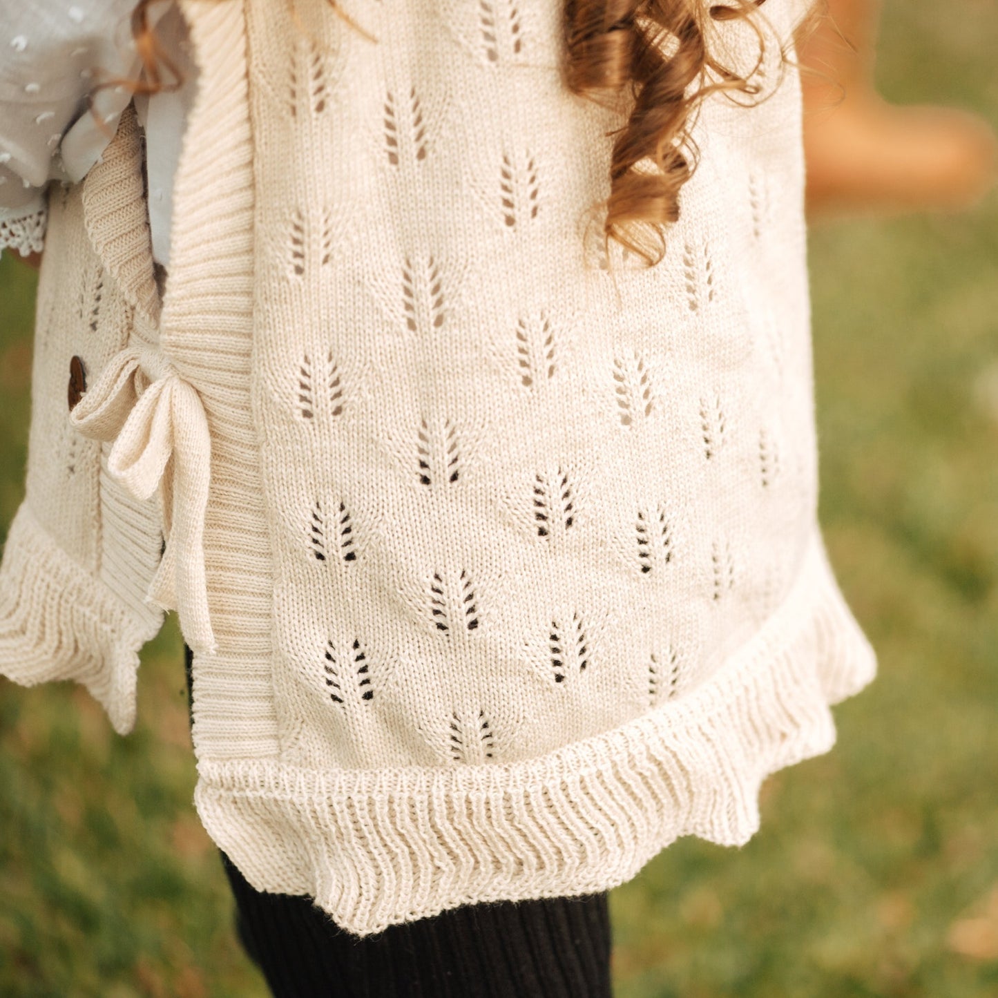 Colete rendado em Tricot - Areia