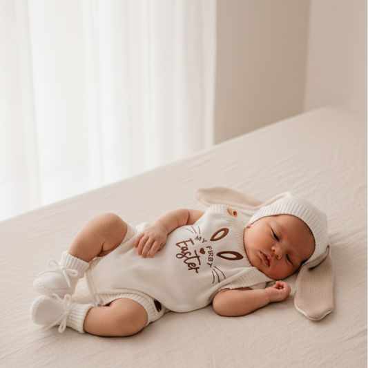 Romper Tricot Minha Primeira Páscoa - Unissex, Bebê e Infantil