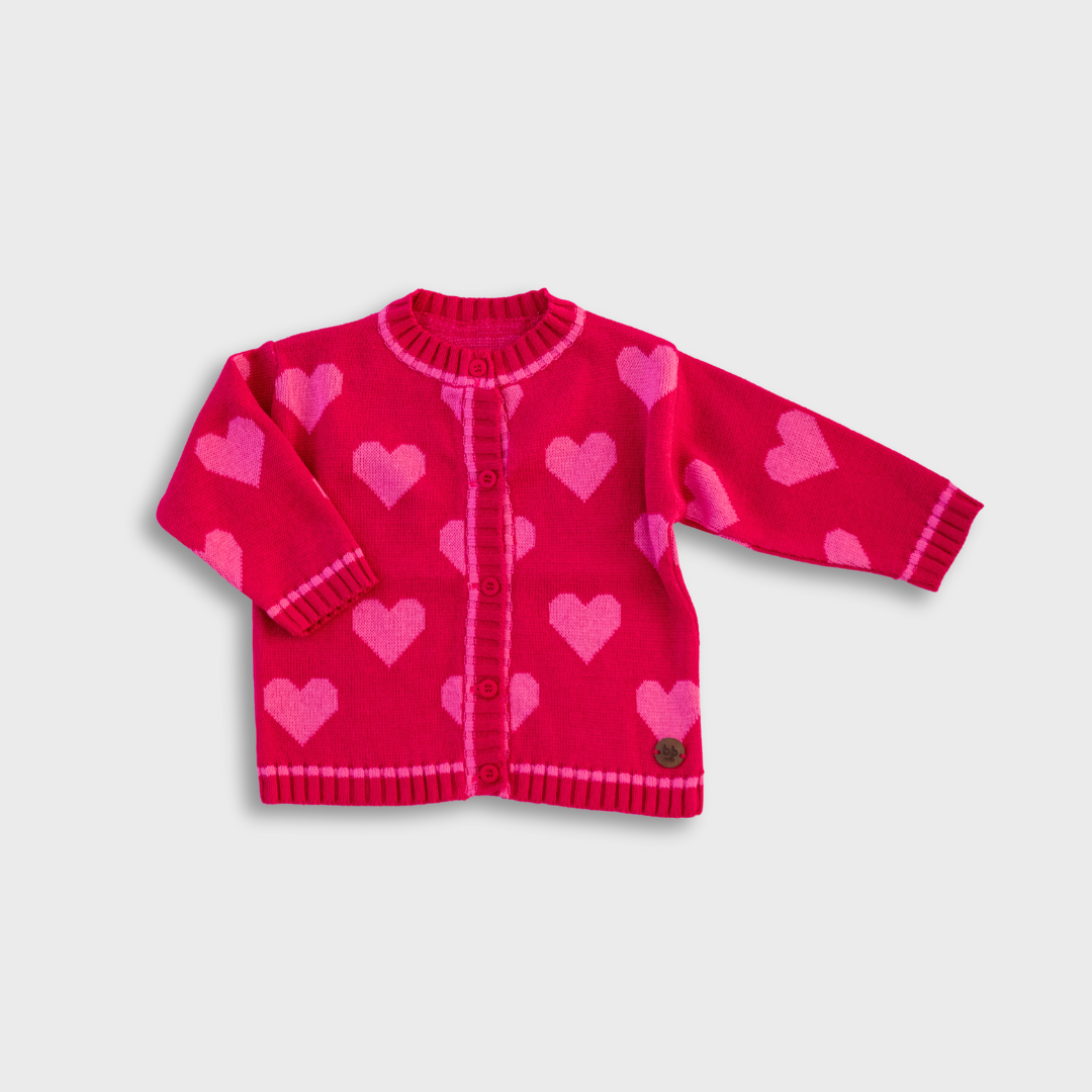 Casaco Tricot Coração Pink – Bebê e Infantil