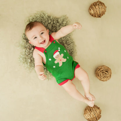 Romper Tricot Bolacha de Natal - Unissex, Bebê e Infantil