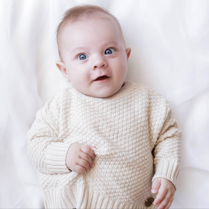Suéter Tricot Areia Unissex - Bebê e Infantil 💛