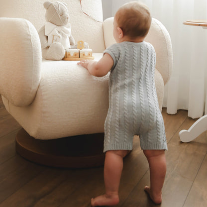 Jardineira Curta em Tricot Azul -  Bebê e Infantil