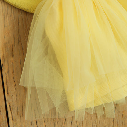 Saia de Tule com Forro em Gaze Amarelo Brasil | Coleção Copa