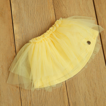 Saia de Tule com Forro em Gaze Amarelo Brasil | Coleção Copa