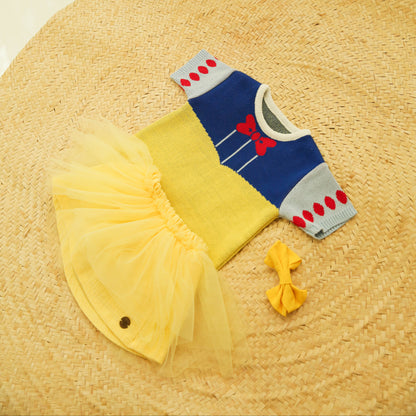 Saia de Tule com Forro em Gaze Amarelo Brasil | Coleção Copa