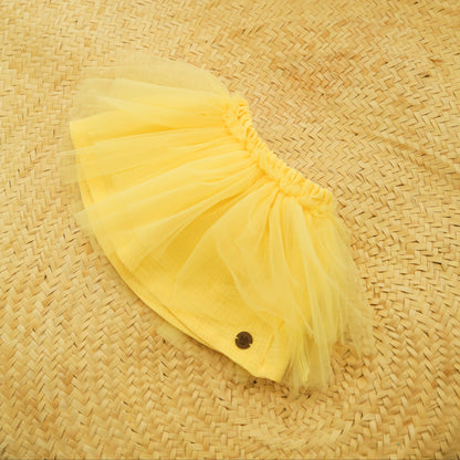 Saia de Tule com Forro em Gaze Amarelo Brasil | Coleção Copa