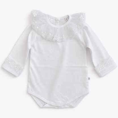 Body Bebê Menina Renda Com Pérolas