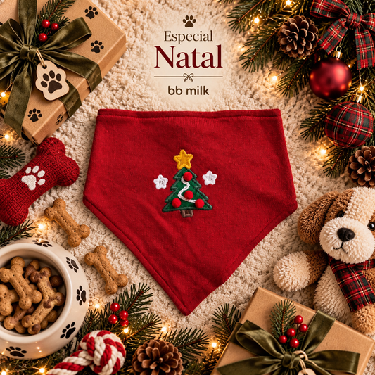 Bandana de Natal para Cachorro em Tricô – Árvore de Natal