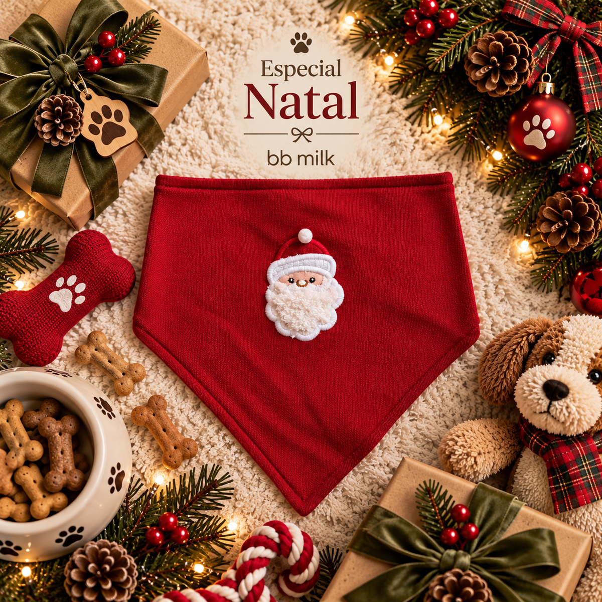 Bandana de Natal para Cachorro em Tricô – Bandana Noel