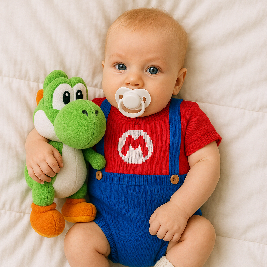 Romper Tricot Inspirado no Mario Bros