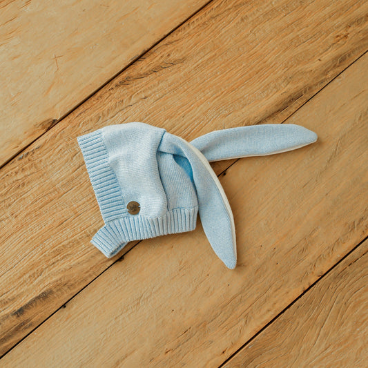 Touca Orelhinha de Coelho Tricô - Azul