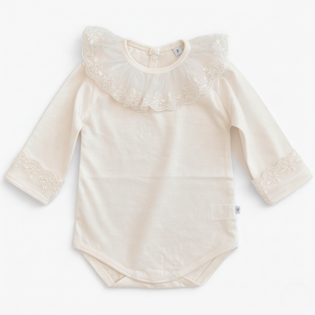 Body Bebê Menina Renda Com Pérolas