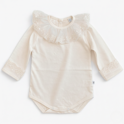 Body Bebê Menina Renda Com Pérolas