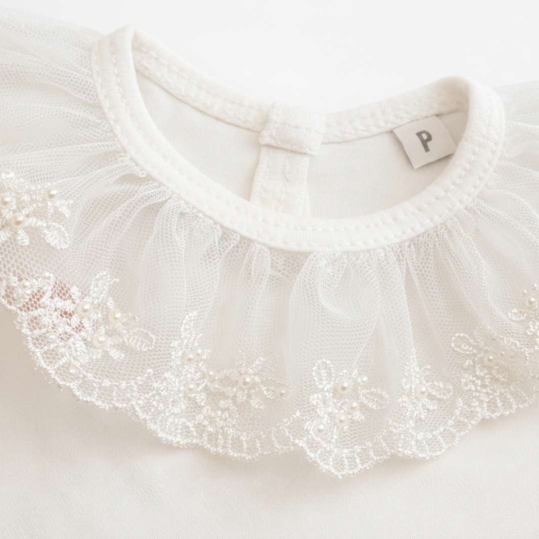 Body Bebê Menina Renda Com Pérolas