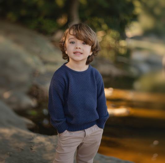 Suéter Tricot Azul Menino - Bebê e Infantil 💙