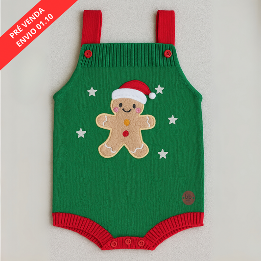 Romper Tricot Bolacha de Natal - Unissex, Bebê e Infantil